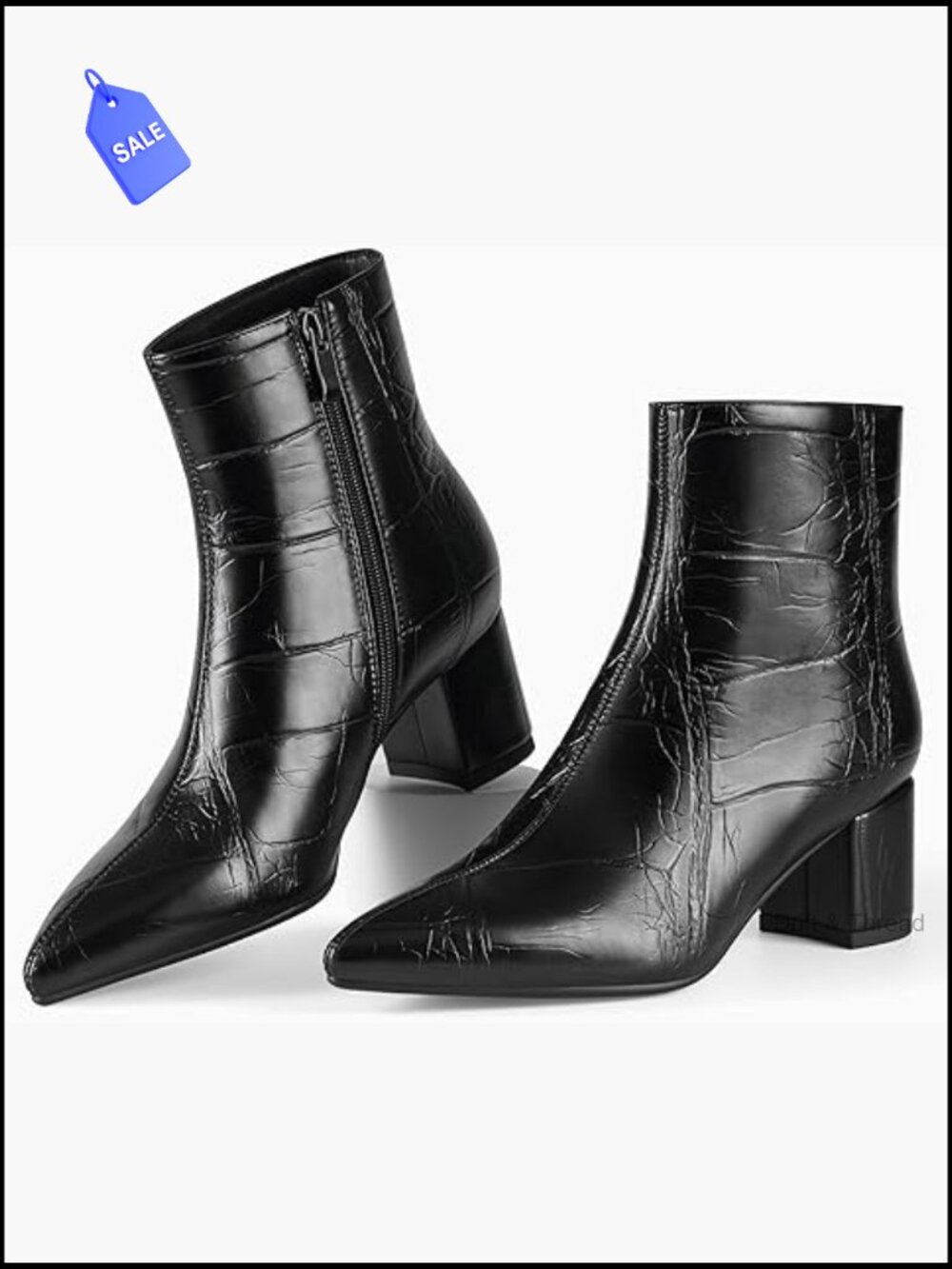Pointed Toe Chunky Block Heel Ankle Boots for Women Low Heeled Booties